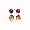 Jadau Kundan Flower Jhumka Earrings - 