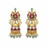 Jadau Kundan Jhumka Earrings with Pearls 24K Gold Plated - Classic Danglers