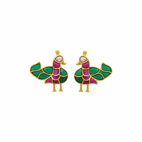 Jadau Kundan Peacock Stud Earrings