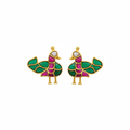 Jadau Kundan Peacock Stud Earrings