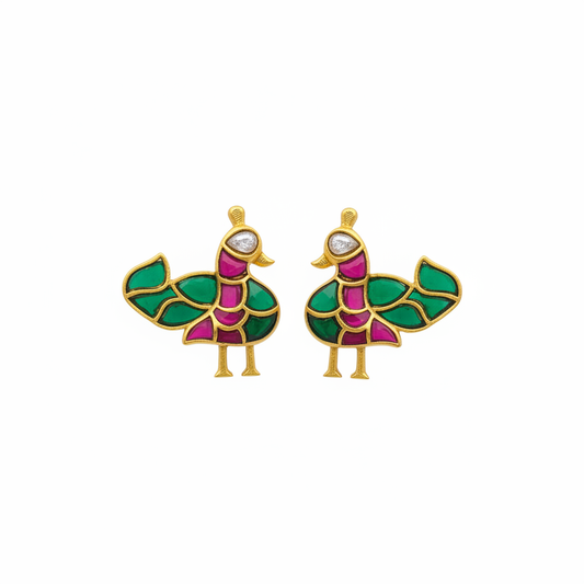 Jadau Kundan Peacock Stud Earrings