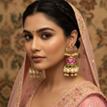 Jadau Ruby Emerald Jhumka