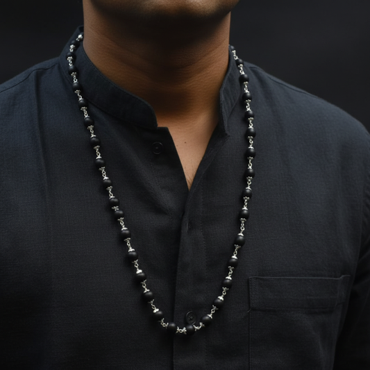 Karungali Mala with 92.5 Silver Caps - 54 Beads Original Certified for Men