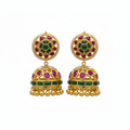 Round Disc Kempu Kundan Jhumka - 