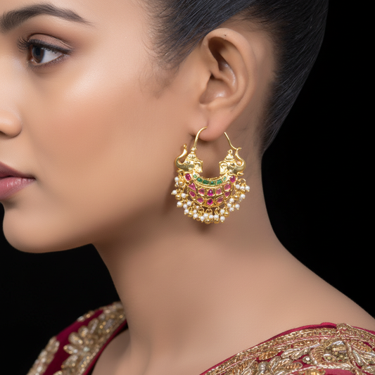 Kempu Emerald Elephant Bali Earrings | Hook Back |