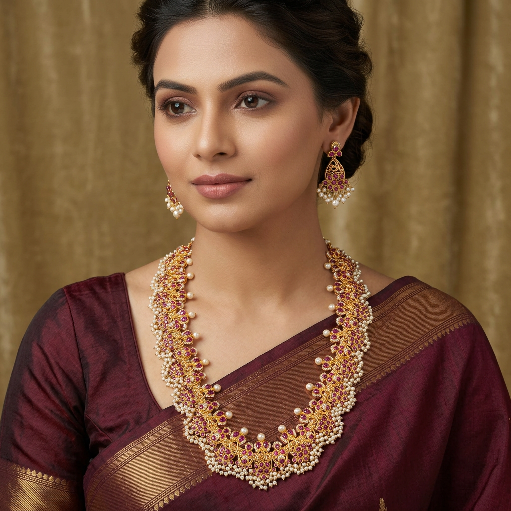 Kempu Guttapusalu Necklace Set 