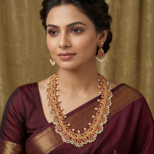 Kempu Guttapusalu Necklace Set 