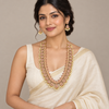Kempu Mango Guttapusalu Haram Necklace Set with Ruby & Pearls