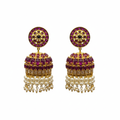 vKempu Polki Jhumka Earrings | Screw Back | Traditional Temple Jewellery