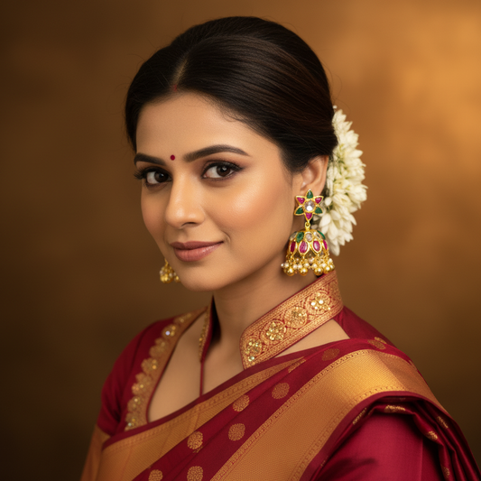 Kundan Emerald Polki Jhumka 