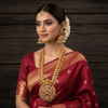 Lakshmi Coin Haram Long Necklace Set with Jhumka Earrings
