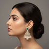 Leila Premium American Diamond Jhumka Earrings - Traditional Gold Plated Wedding Jewelry