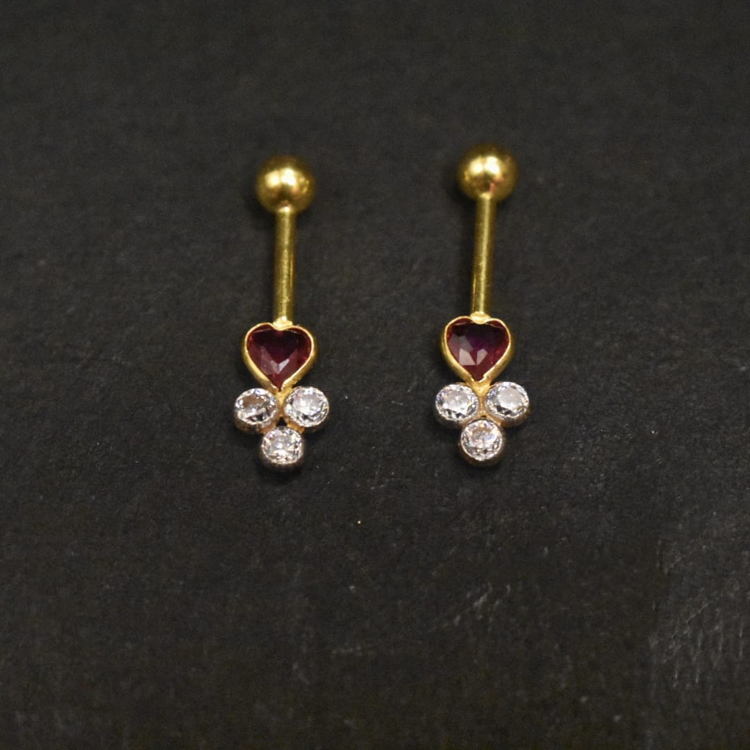 Lightweight 18kt Gold Bugudi Heart-Shaped Earring