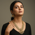 Long Zircon Mango Necklace Set - 24K Gold Plated