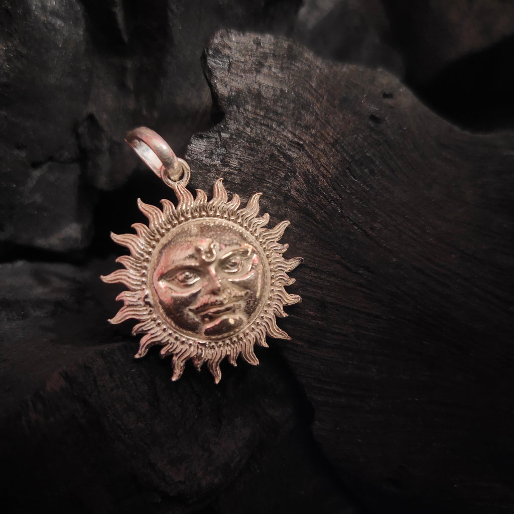 Lord Surya Silver Pendant - Hindu Sun God Locket for Men