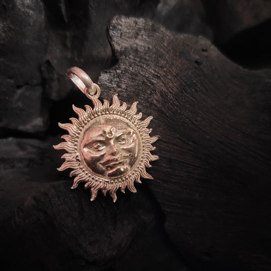 Lord Surya Silver Pendant - Hindu Sun God Locket for Men