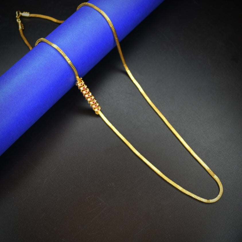 Luxurious 24K Gold Plated Mugappu Chain - Authentic Indian Craftsmanship