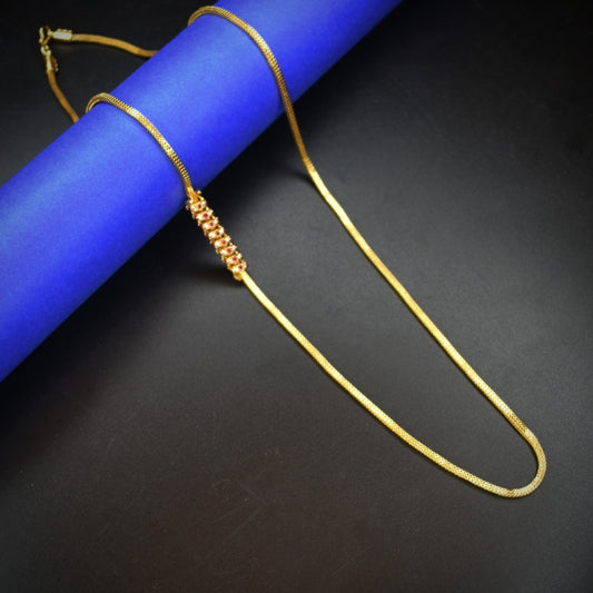 Luxurious 24K Gold Plated Mugappu Chain - Authentic Indian Craftsmanship