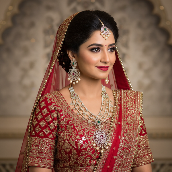 Luxurious American Diamond Rani Haar - 26 Inch Grand Wedding Necklace Set