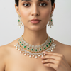 Magic Petals American Diamond Choker Set - Ruby Emerald Pearl Drops