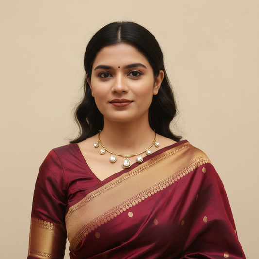 Moissanite Kundan Kanti Necklace Set 