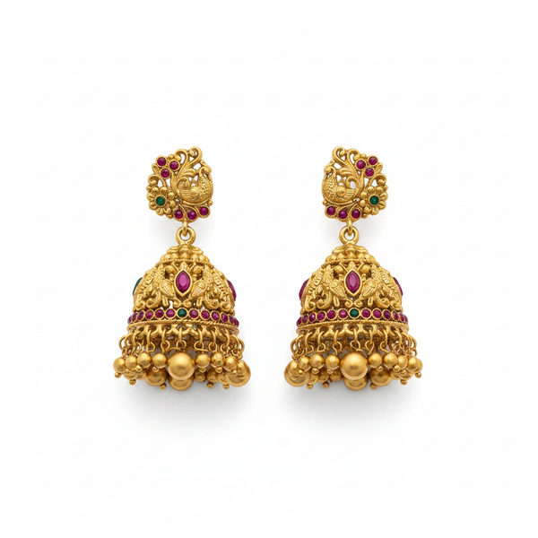 Nagas Antique Kemp Jhumka Earrings 
