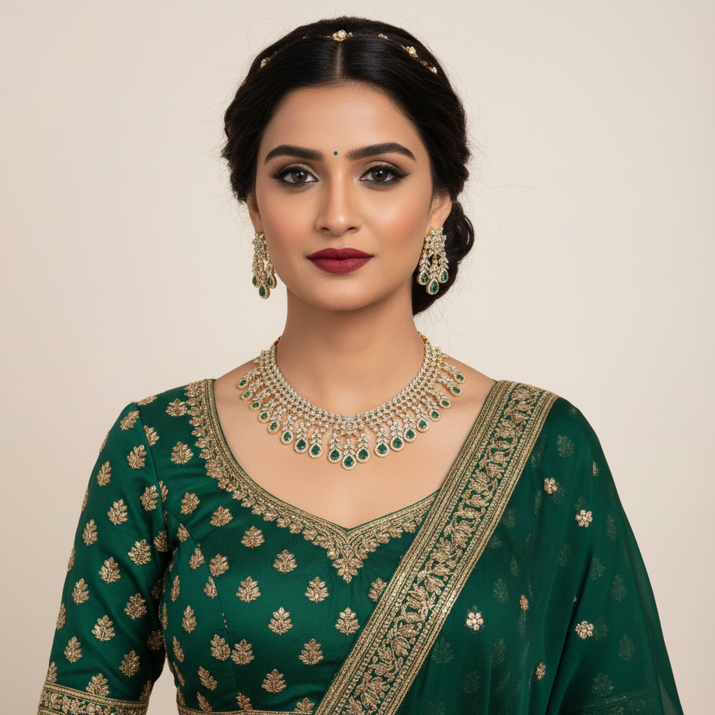 One Gram Gold American Diamond Necklace Set