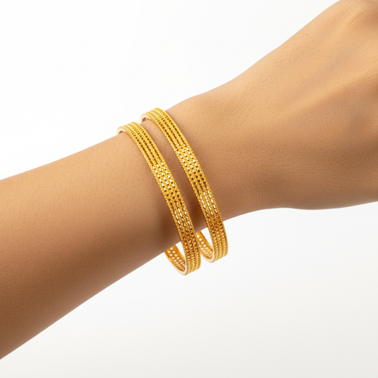 One Gram Gold Bangles Pair - Daily Wear 24K Gold Plated