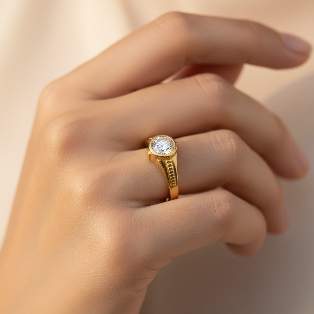 Panchaloha Crystal Solitaire Ring