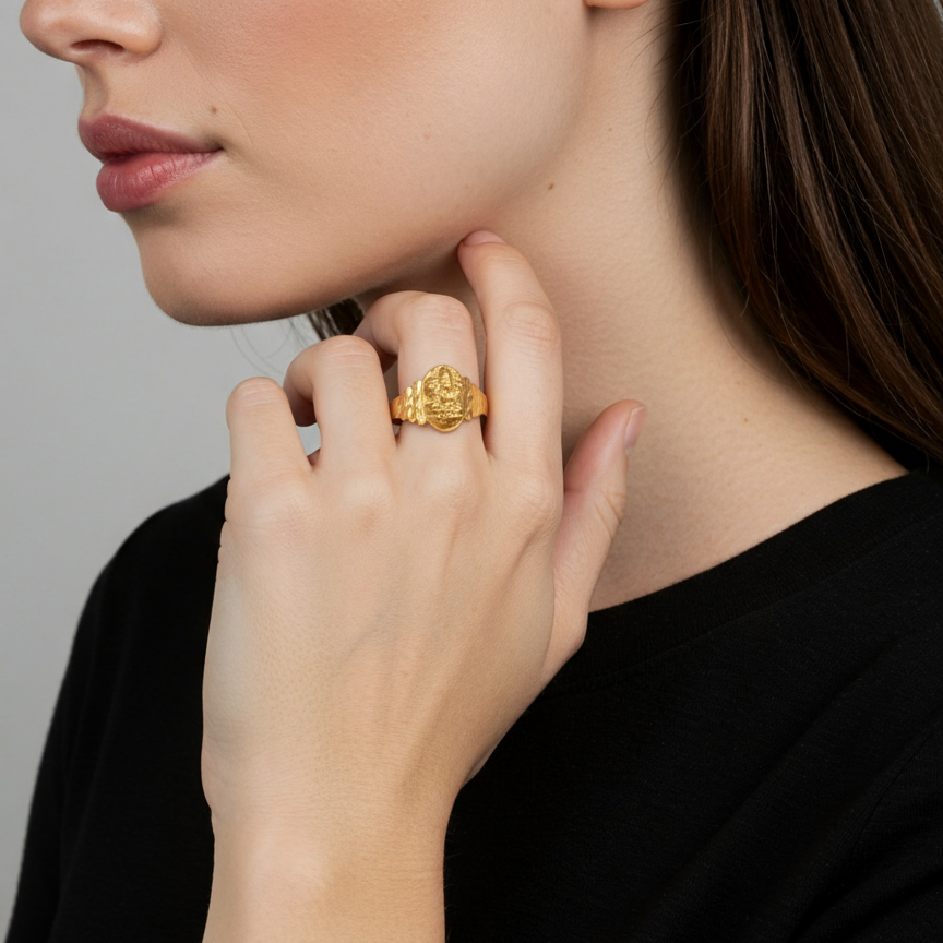 Panchaloha Goddess Laxmi Ring for Women - Handcrafted