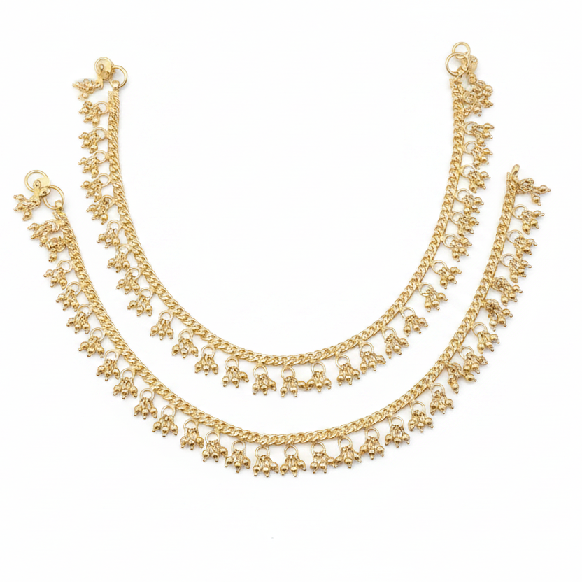 Panchloha Anklets | Gold Ghungroo Payal | 10 Inch 