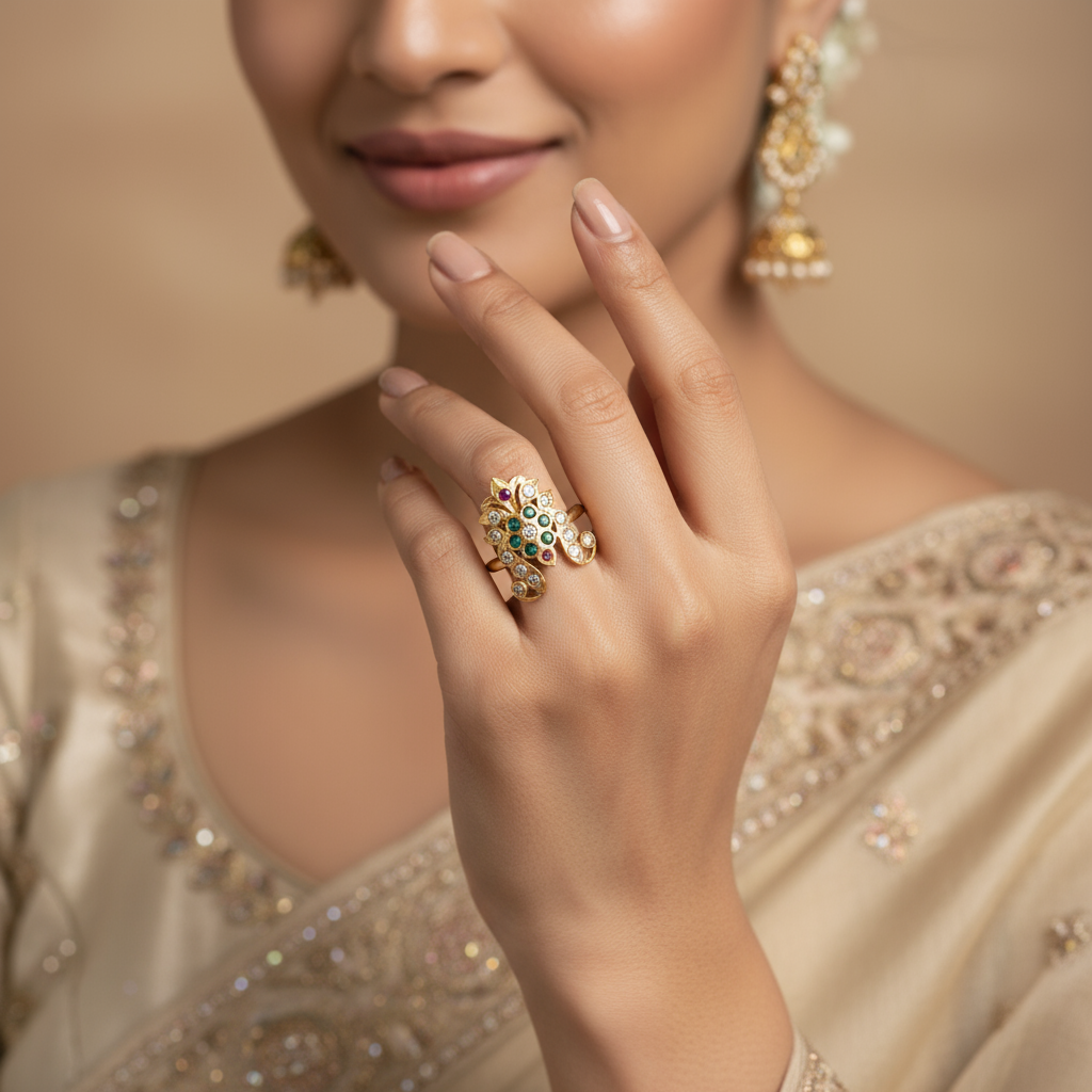 Panchloha Zircon Vanki Ring for Women - Free Size Anti-Tarnish