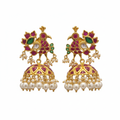 Peacock Shaped Kempu Jhumka - 