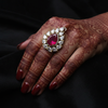 Pear Cut CZ Bridal Cocktail Ring | Ruby & Emerald Variants