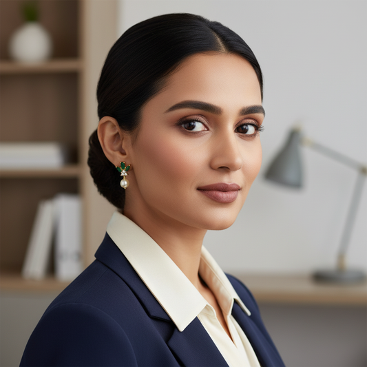 Pearl & Zircon Stud Earrings 
