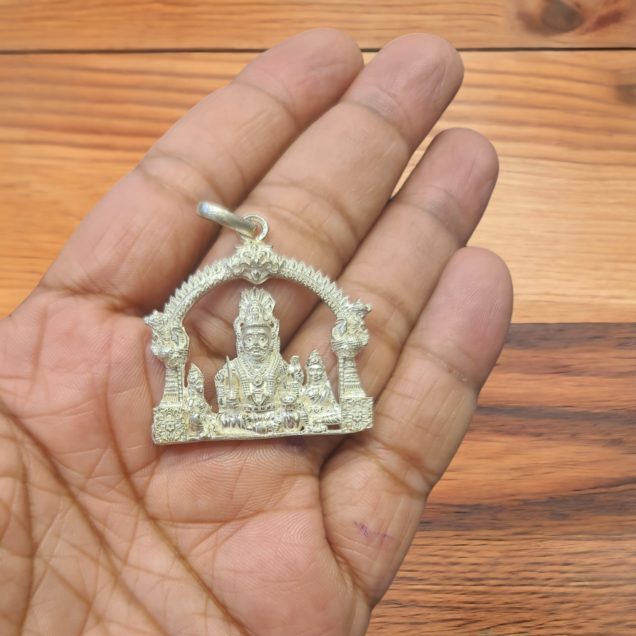 Pure Silver Lord Mallana Swami Locket - 92.5 Sterling Silver Religious Pendant