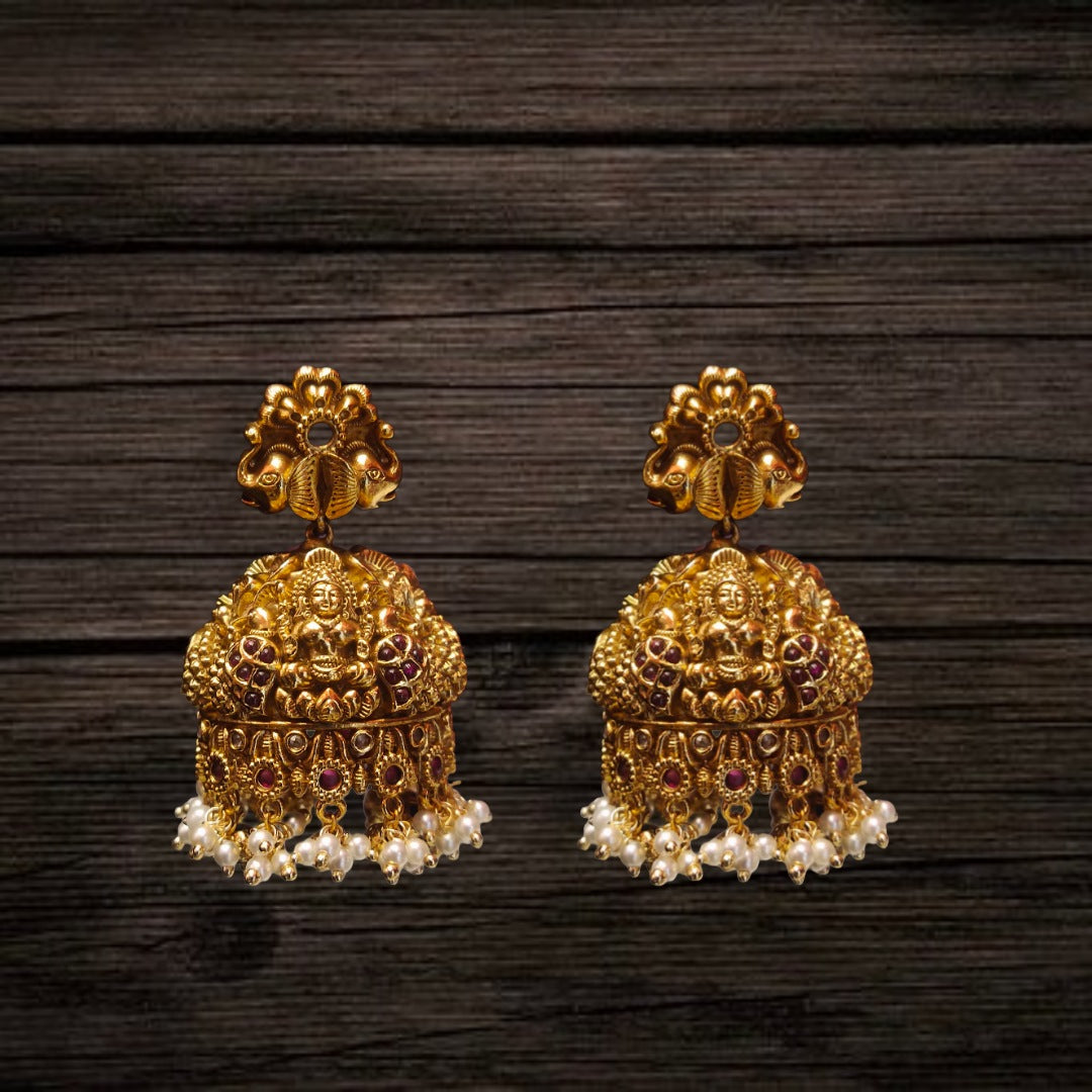 Nagas Lakshmi Peacock Kemp Pearl Choker Set - 24K Gold Grand Bridal Jewellery