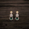 CZ Teardrop Flower Drop Earrings — American Diamond | 24K Gold Plated | Wedding