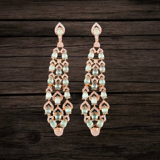 Asp Fashion Jewellery Pastel Green American Diamond Chandelier Earrings Set