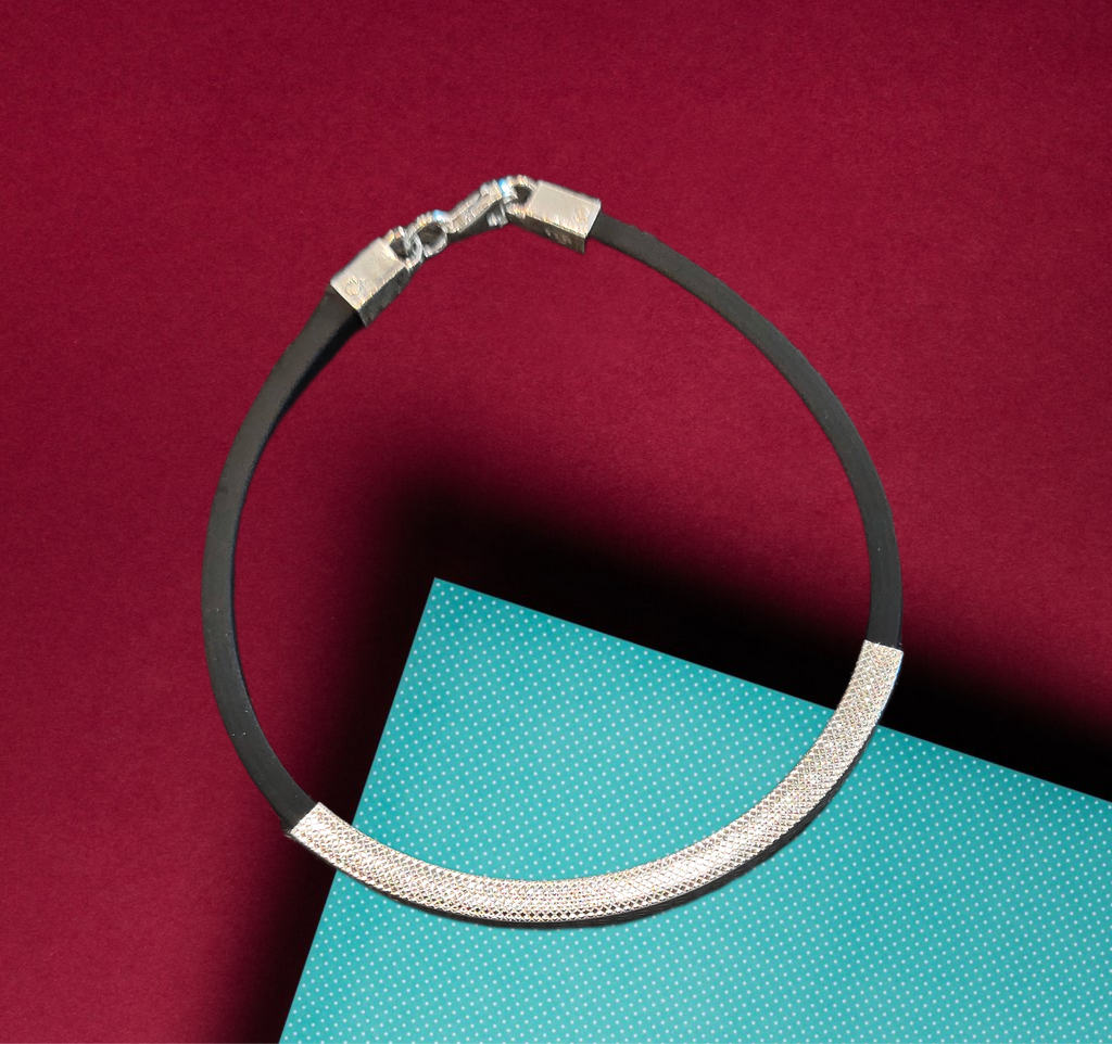 925 Sterling Silver Black Resin Bracelet for Men & Women - Asp Fashion