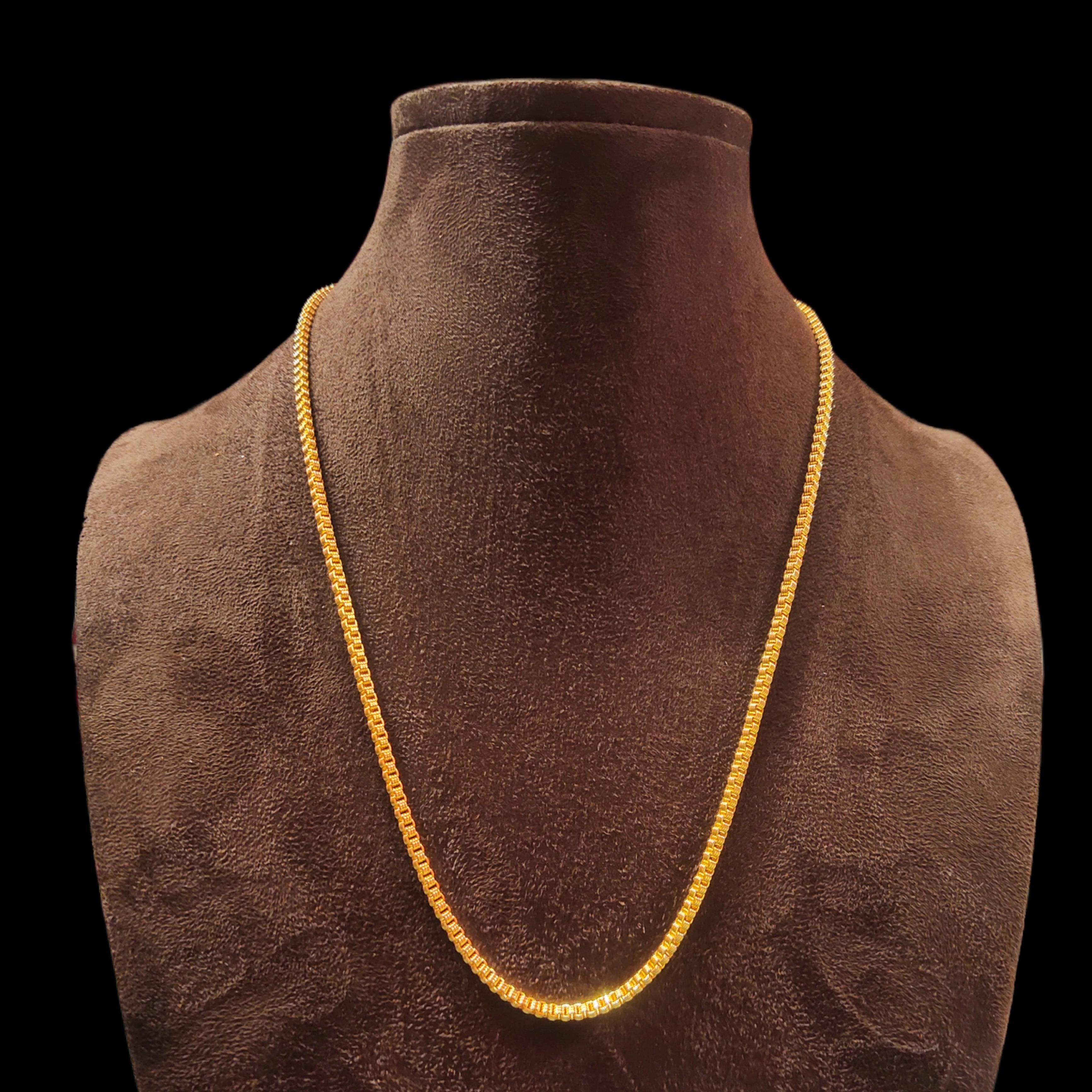 24 Inch One Gram Gold Plated Chain - Stylish Unisex Necklace 24K Gold