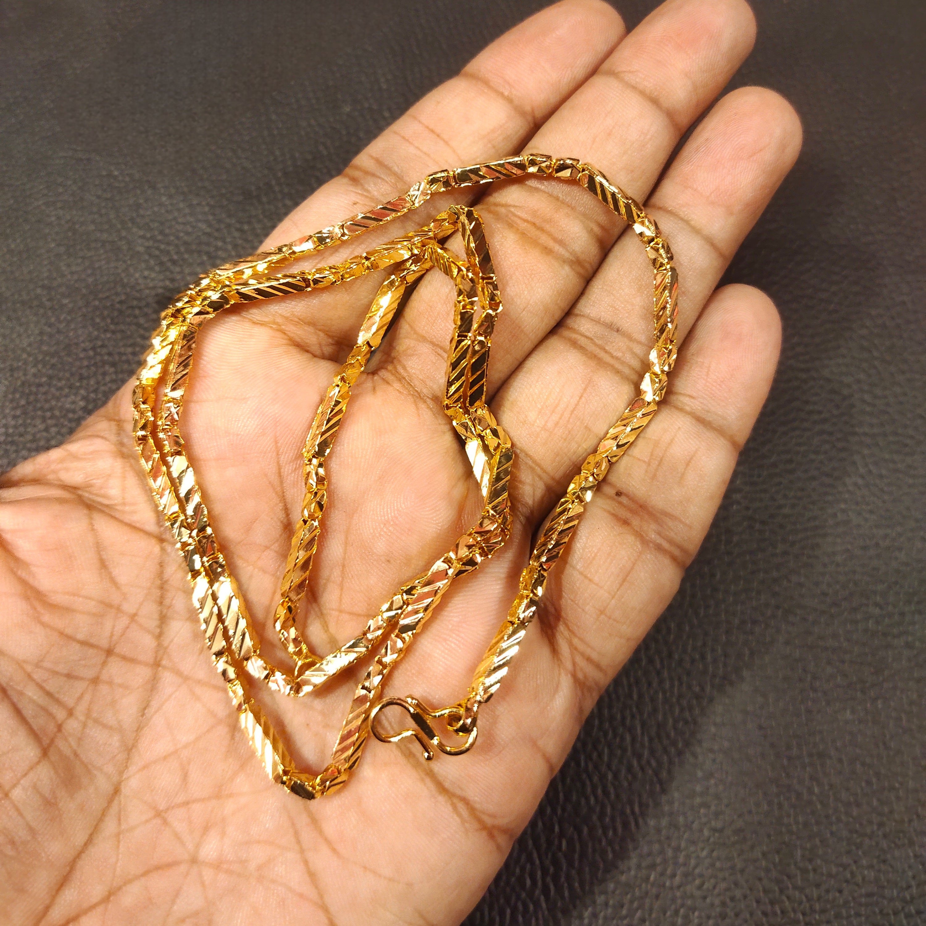 24 Inch One Gram Gold Plated Chain - Secure Unisex Necklace for Daily Wear