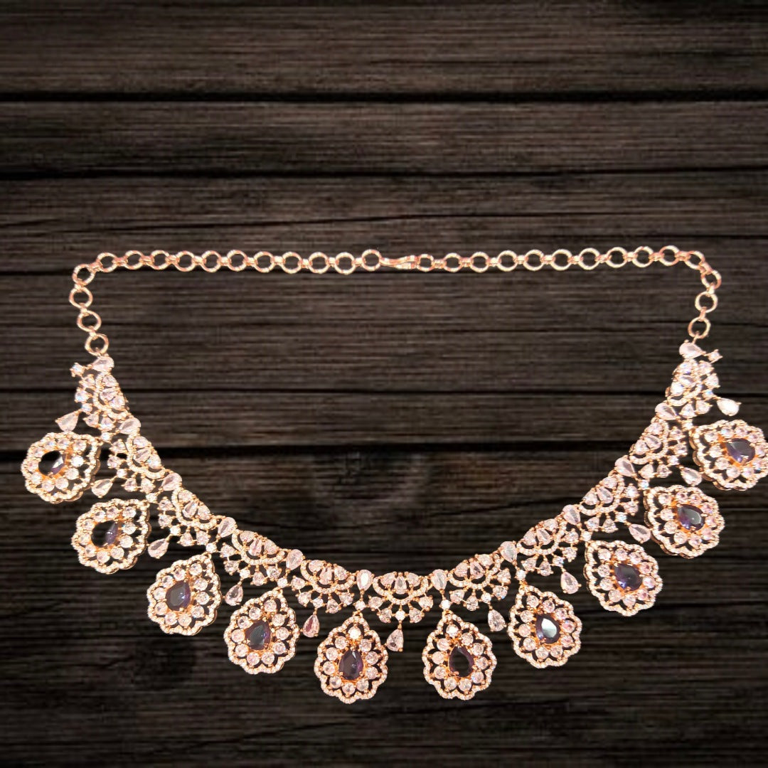Rose Gold Plated Zircon Necklace Set By Asp Fashion Jewellery