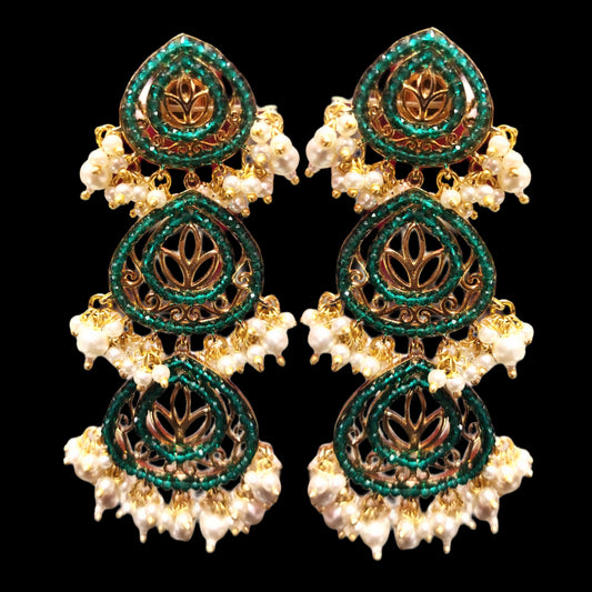 Statement beads & Pearls Long Danglers Earrings By Asp Fashion Jewellery