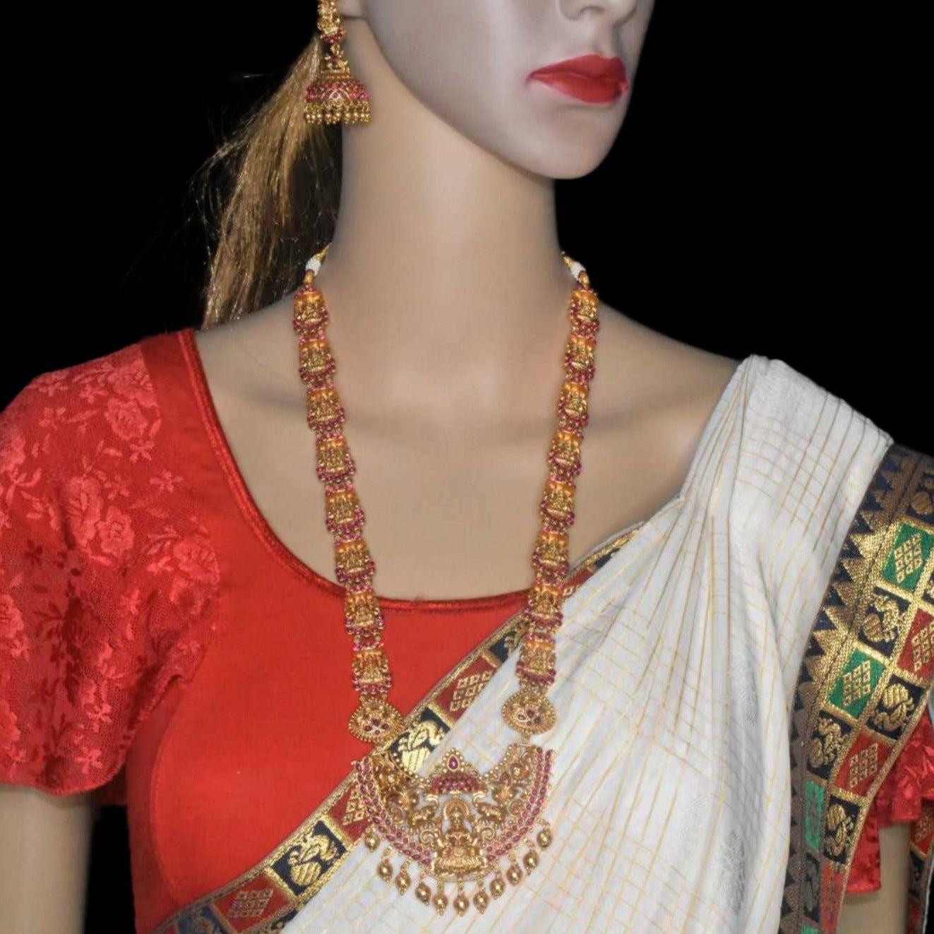 Charming Goddess laxmi Temple Styled Antique Necklace Set By Asp Fashion Jewellery
