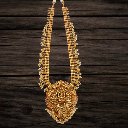 Temple Finished Long Necklace With Earrings By Asp Fashion Jewellery