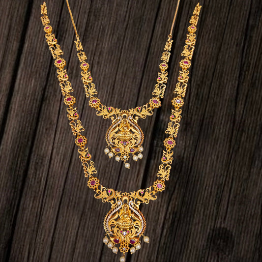 Unveiling the Timeless Charm of the Antique Laxmi Long and Short Necklace Combo Set by Asp Fashion Jewellery