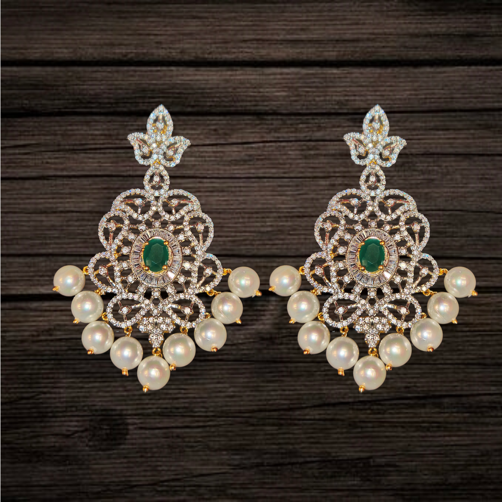 Dazzling American Diamonds Necklace Set - 24K Gold Premium Bridal Jewelry