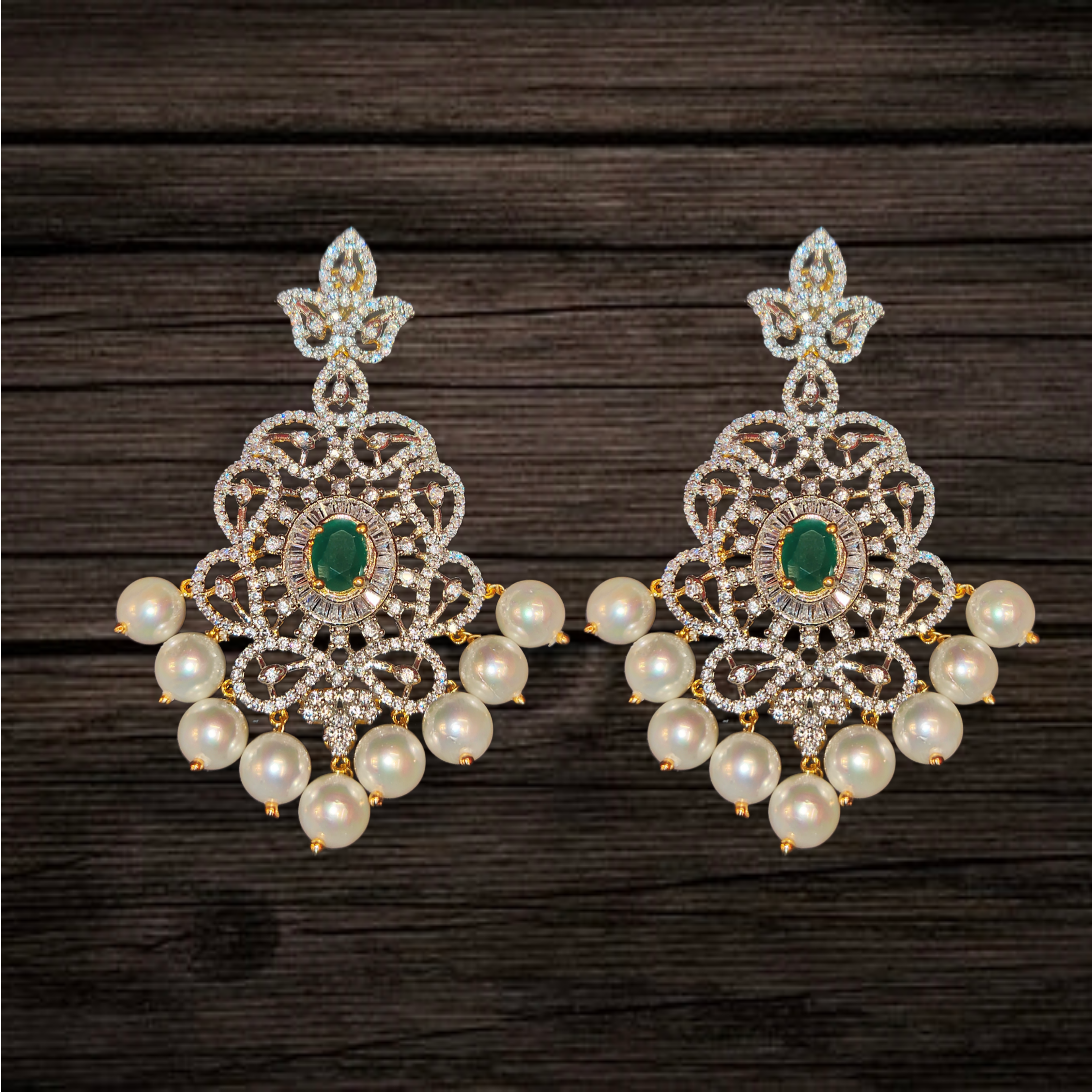 Dazzling American Diamonds Necklace Set - 24K Gold Premium Bridal Jewelry