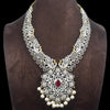 Diamond Replica CZ Necklace Set with Earrings | Emerald / Ruby | Bridal Jewellery